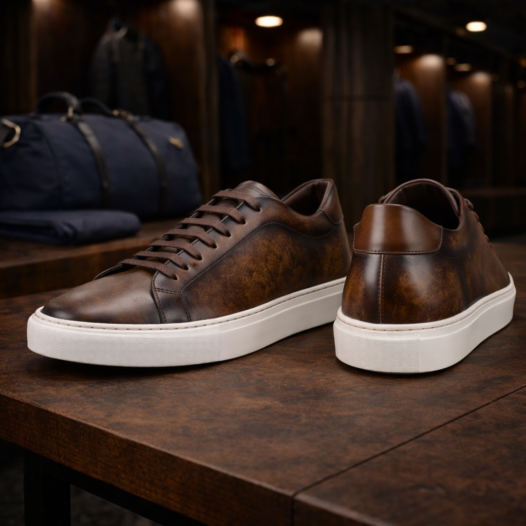 The Arnold – Brown Marble Patina Cupsole - Palmer James Designs