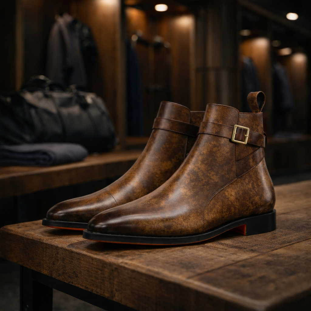 The David – Brown Marble Patina Boot - Palmer James Designs